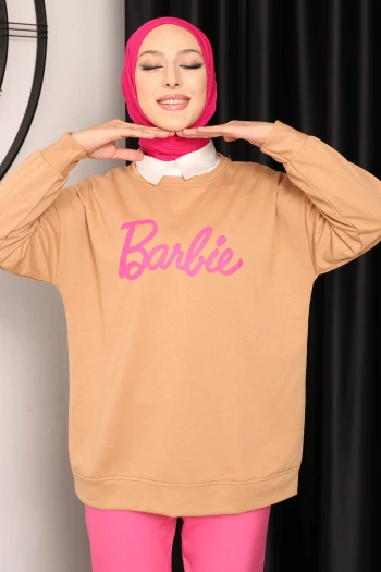 Bisküvi Barbie Baskılı İki İplik Sweatshirt