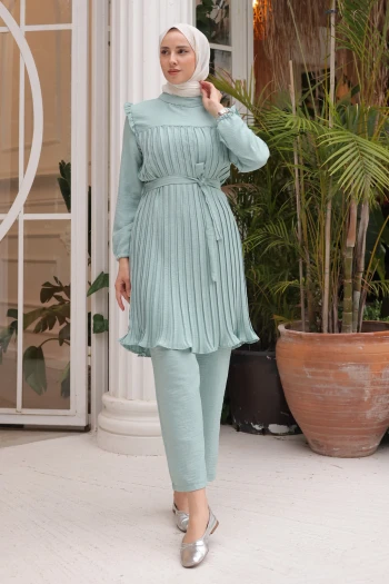 Mint Piliseli Tunik Pantolon Takım