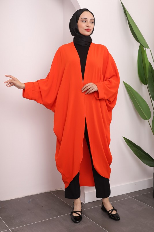 Orange Kol Detaylı Salaş Kimono