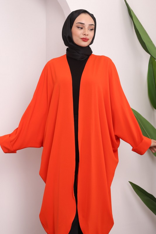 Orange Kol Detaylı Salaş Kimono