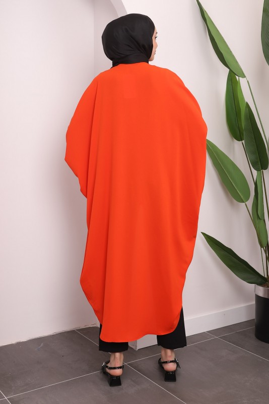 Orange Kol Detaylı Salaş Kimono