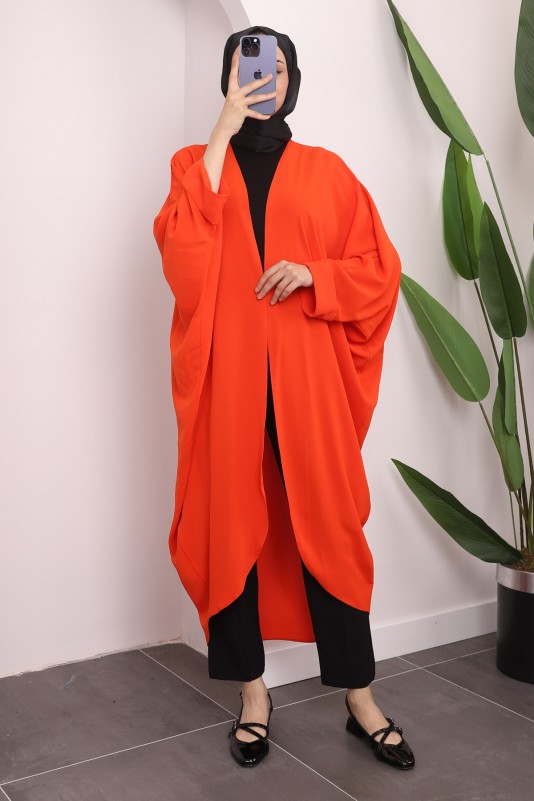 Orange Kol Detaylı Salaş Kimono