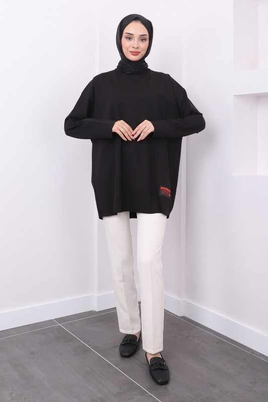 Siyah Oversize Örme Tunik