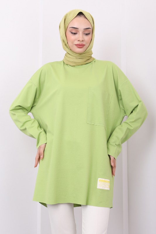 Yeşil Oversize Örme Tunik