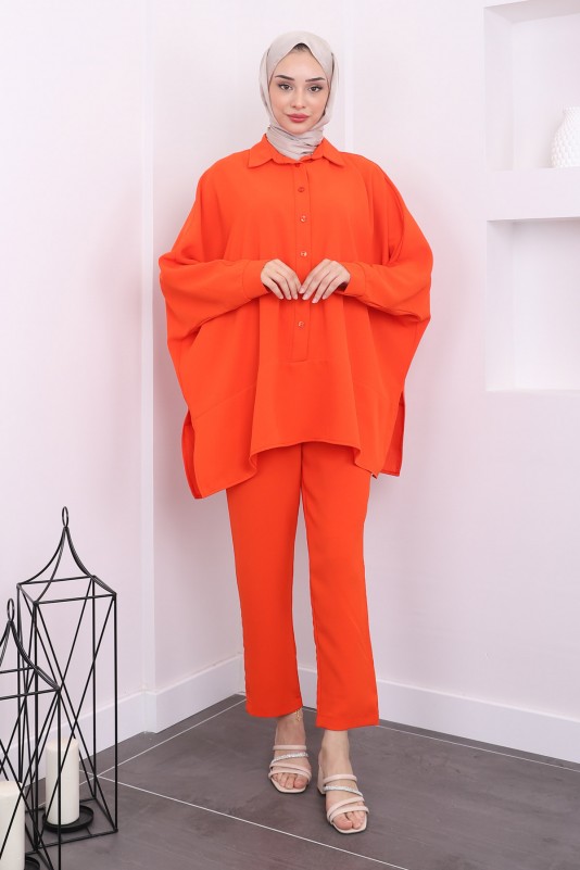 Orange Yarasa Kol Tunik Pantolon Takım