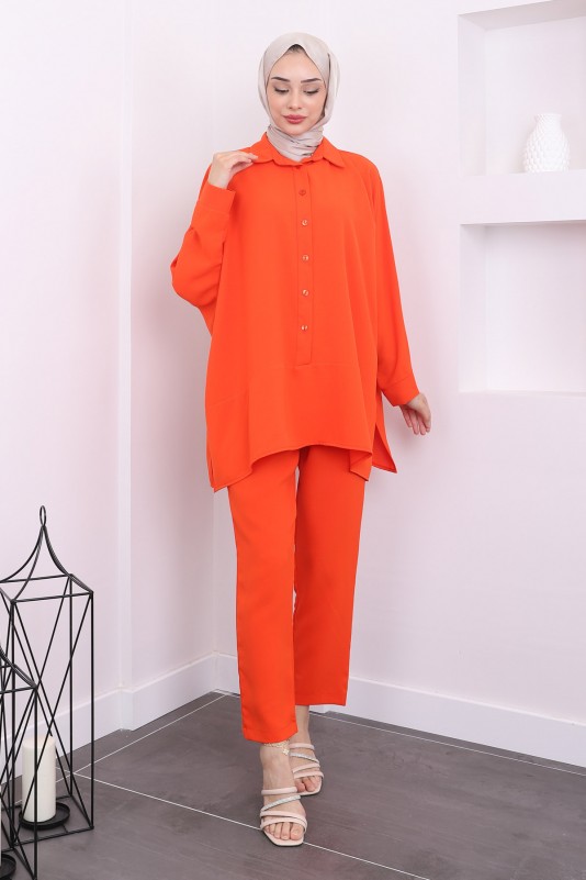 Orange Yarasa Kol Tunik Pantolon Takım