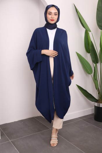 Lacivert Kol Detaylı Salaş Kimono