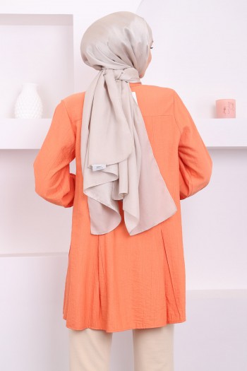 Orange Taşlı Pilise Detaylı Tunik