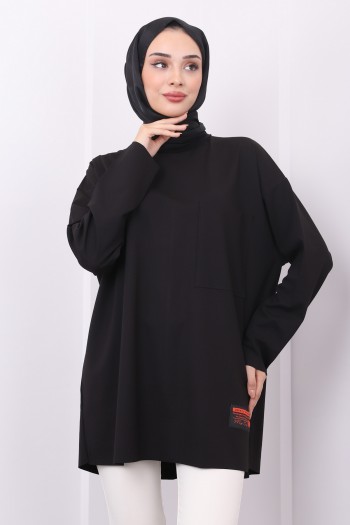 Siyah Oversize Örme Tunik