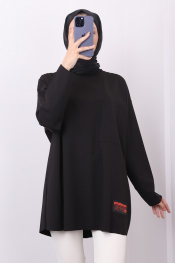 Siyah Oversize Örme Tunik