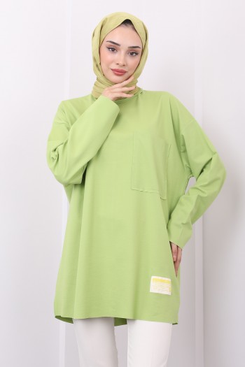 Yeşil Oversize Örme Tunik